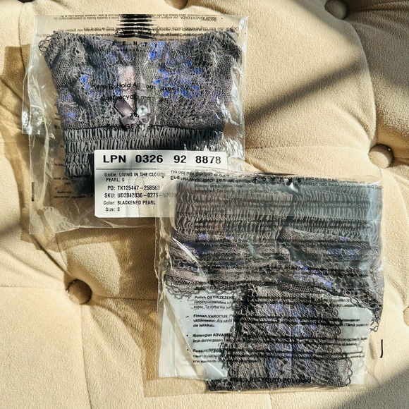 Savage X Fenty Blackened Grey Pearl Living in the Clouds Lace Brazilian Panty - Picture 12 of 14